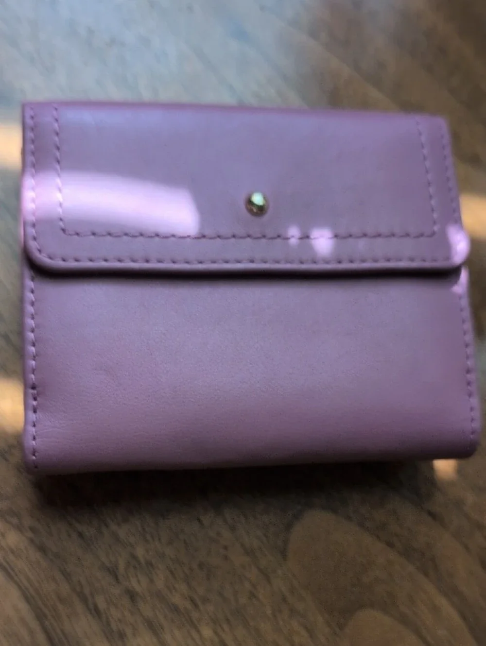 Marc Jacobs Purple Leather Compact Wallet with Gold-Tone Clasp